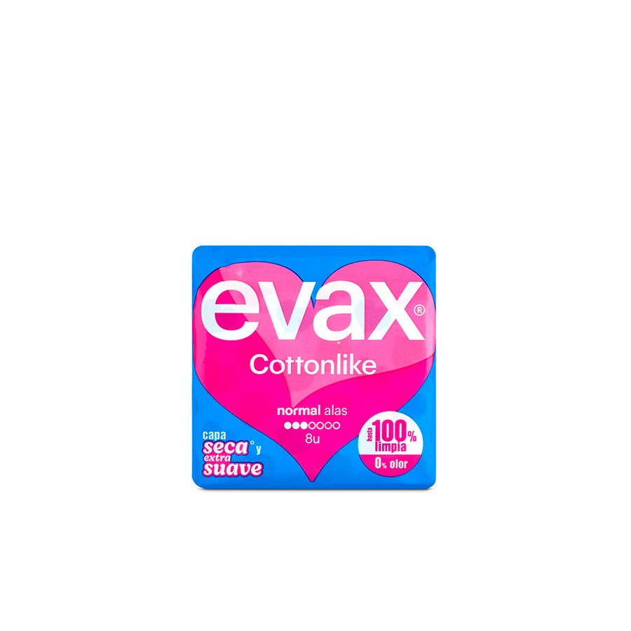 Evax Cottonlike Pensos Higiénicos Normal com Abas 8 un