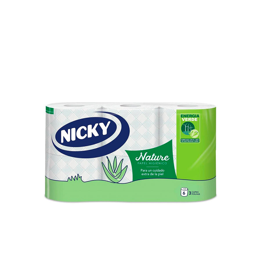 Nicky Pack 6 Papel Higiénico Nature 3 Folhas