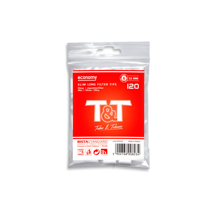 T&T Filtros Tabaco Longos 6 mm 120 un