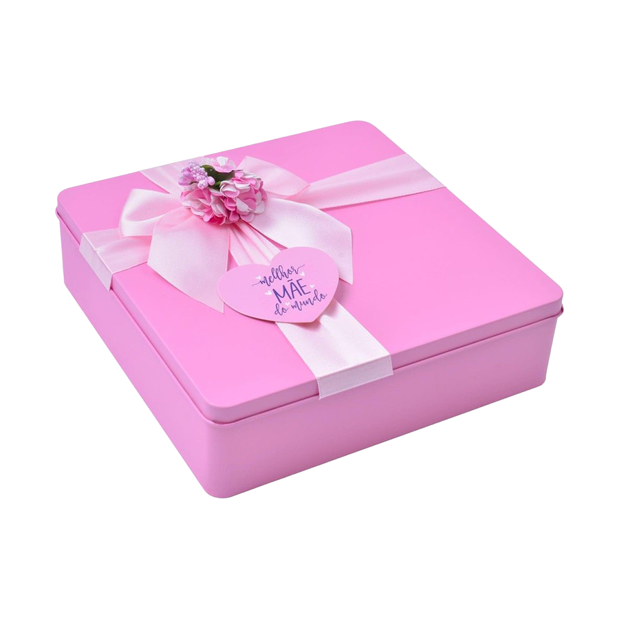 Lata Presente Dia da Mãe 20x20x5,5 cm | Caixa Decorativa
