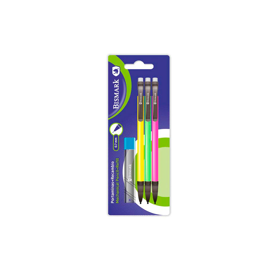 Bismark Pack 3 Lapiseiras com Recarga Neon