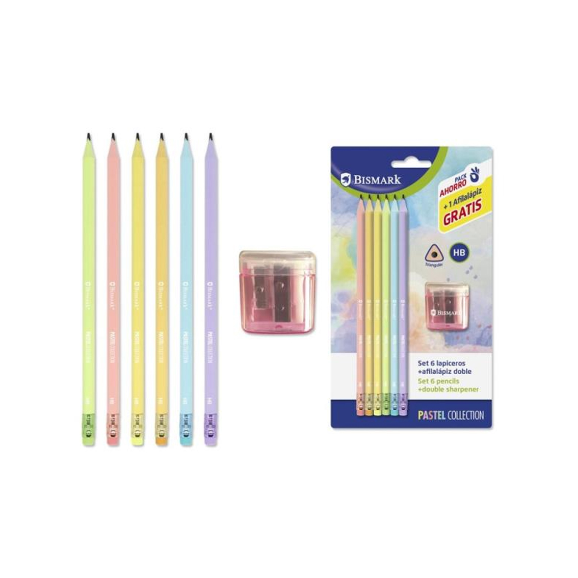 Pack 6 Lápis com Borracha + Afia-Lápis