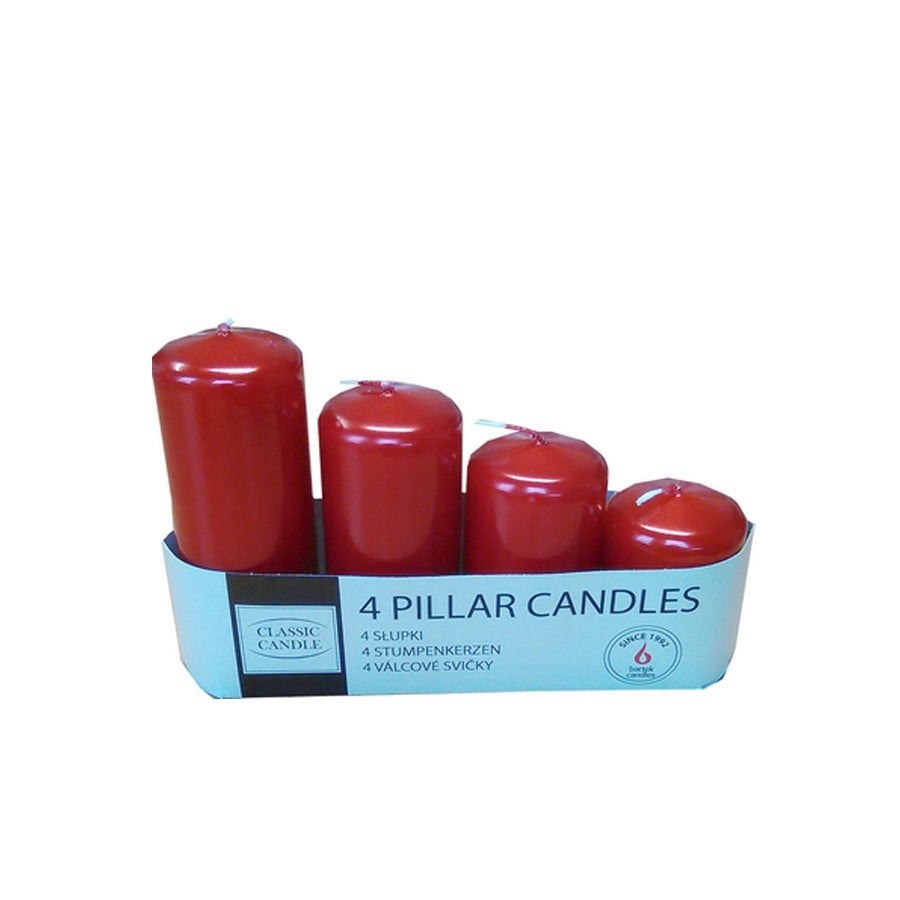 Pack 4 Velas Pilar Vermelha