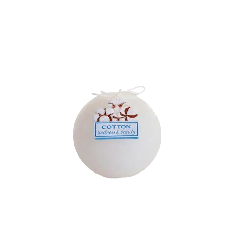 Vela Bola Cotton Branca 8 cm