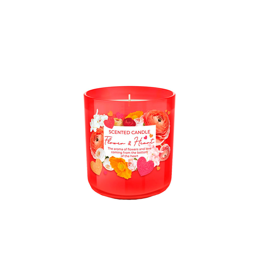 Vela Copo Vidro Cónico Flower & Hearts 115 gr