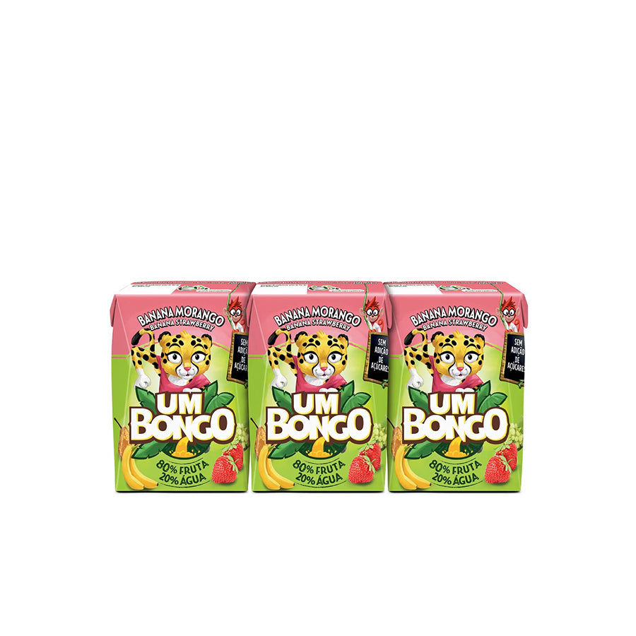 Bongo Morango e Banana 3 x 200 ml