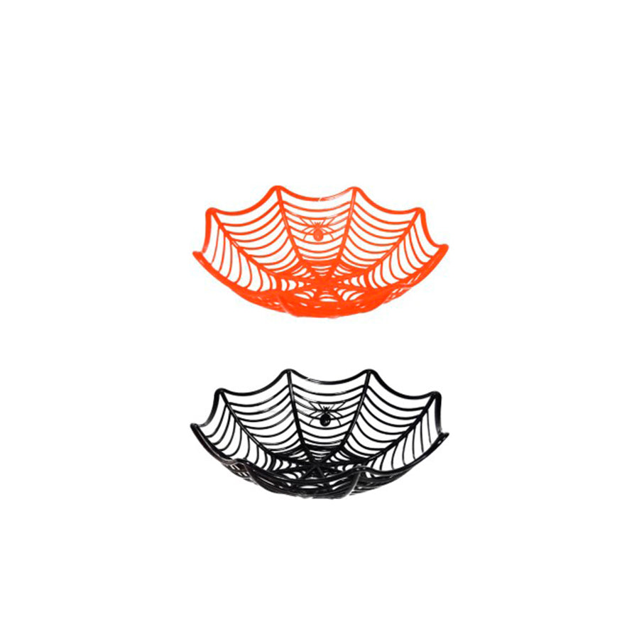 Halloween Cesta Plástica Teia de Aranha com Aranhas 28 cm