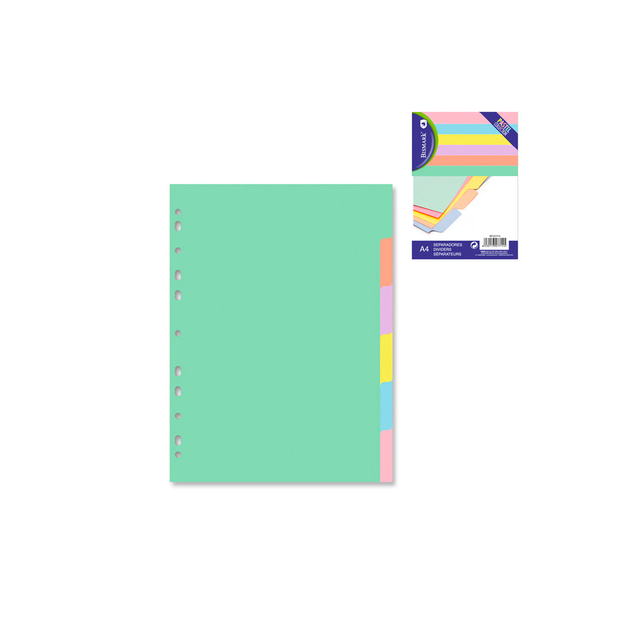 Bismark Pack 6 Separadores A4 Cores Pastel