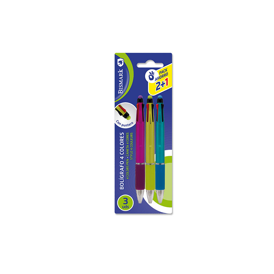 Bismark Pack 3 Esferográficas com 4 Cores