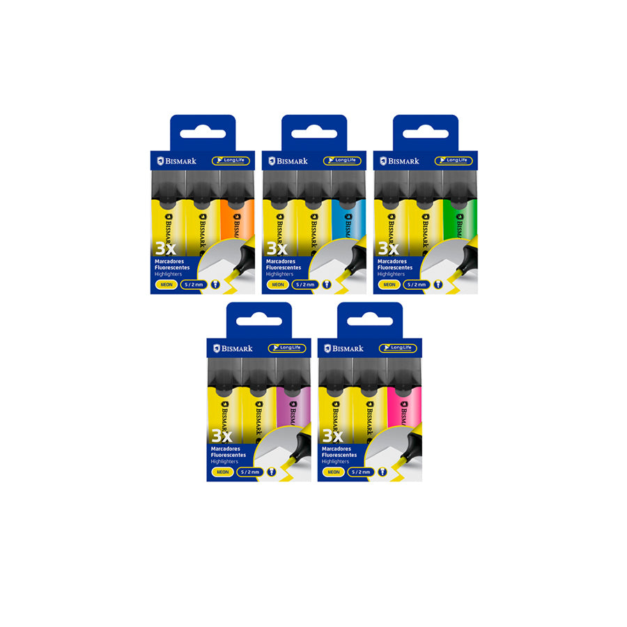 Bismark Pack 3 Marcadores Fluorescentes