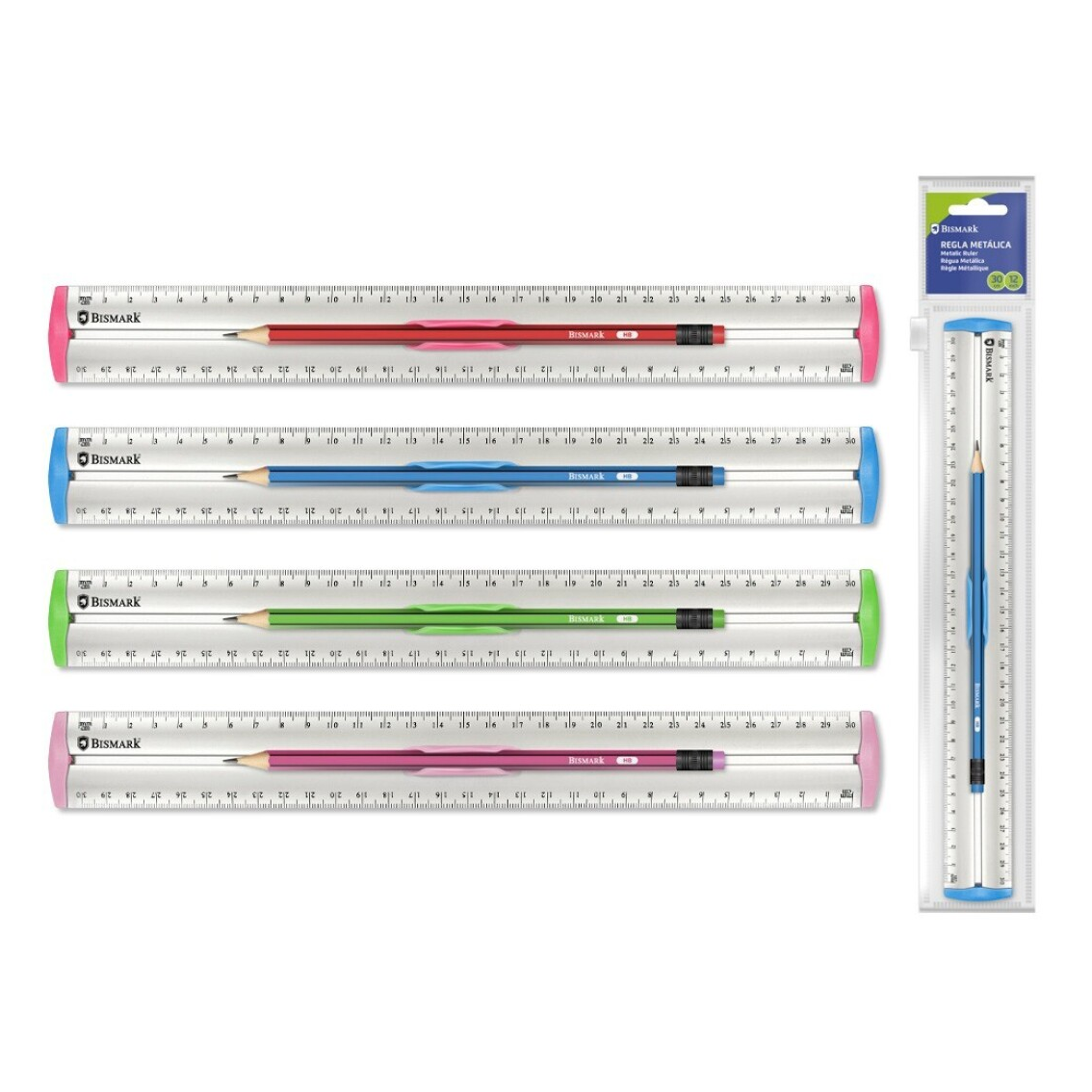 Régua de Metal 30 cm com Lápis