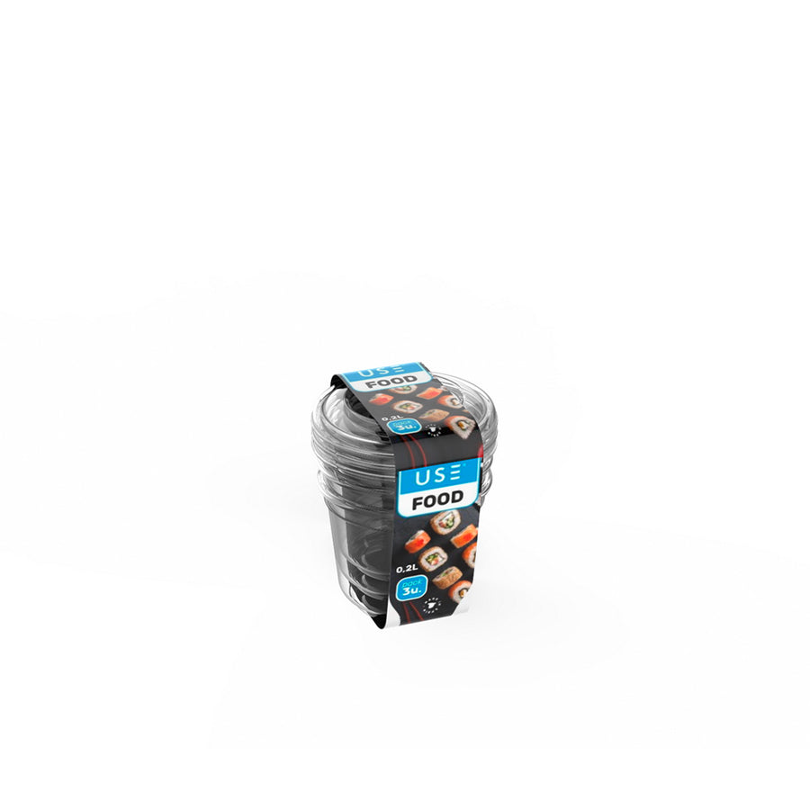 Pack 3 Caixas Redondas Herméticas Transparentes 200 ml