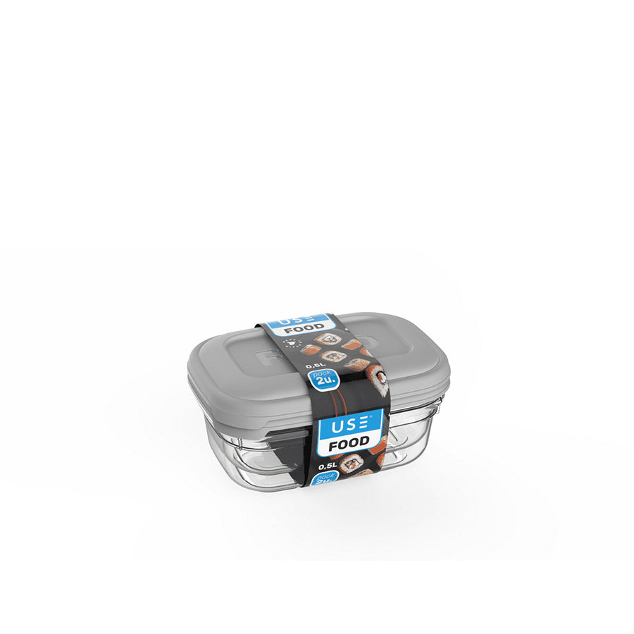 Pack 2 Caixas Retangulares Herméticas  500 ml