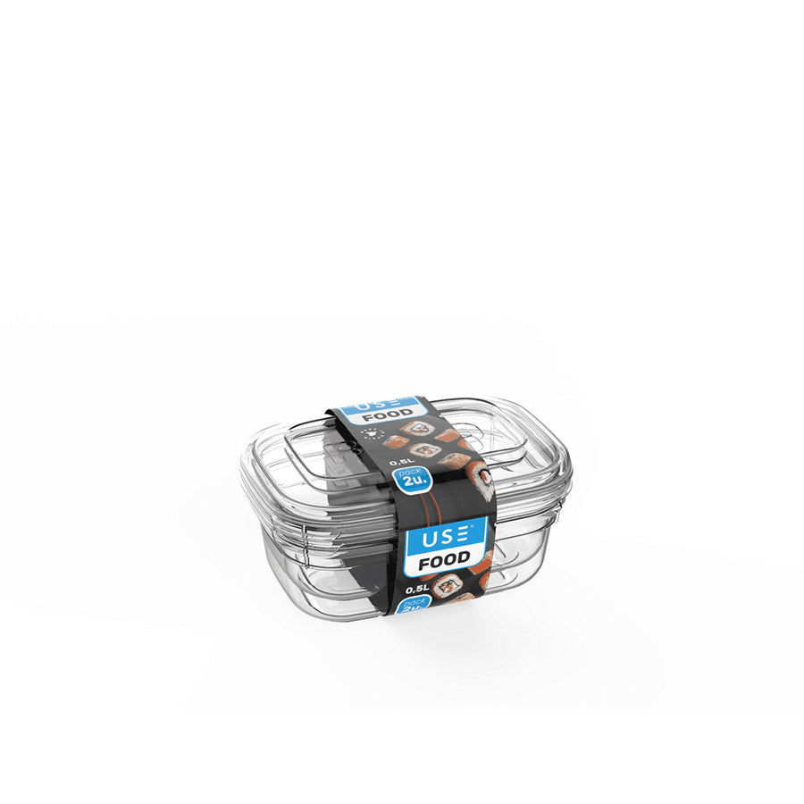 Pack 2 Caixas Herméticas Retangulares 500 ml