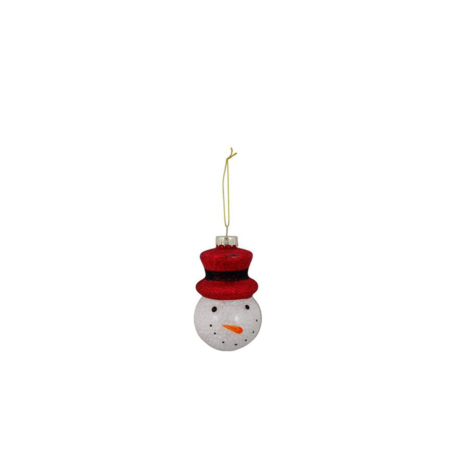 Boneco de Neve Vidro Vermelho 10 cm