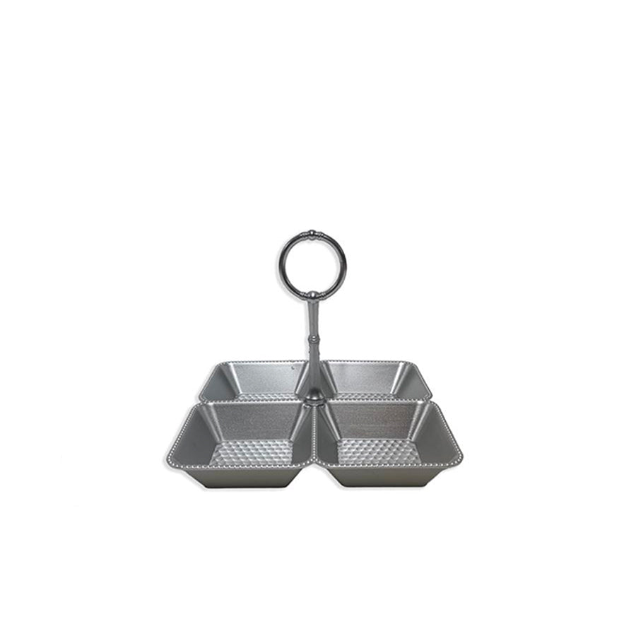 Tabuleiro com Divisórias Prateado 18 x 20 cm