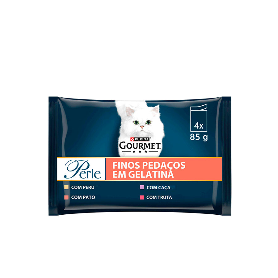 Purina Gourmet Perle Comida Húmida para Gato Perú e Truta 4 x 85 gr