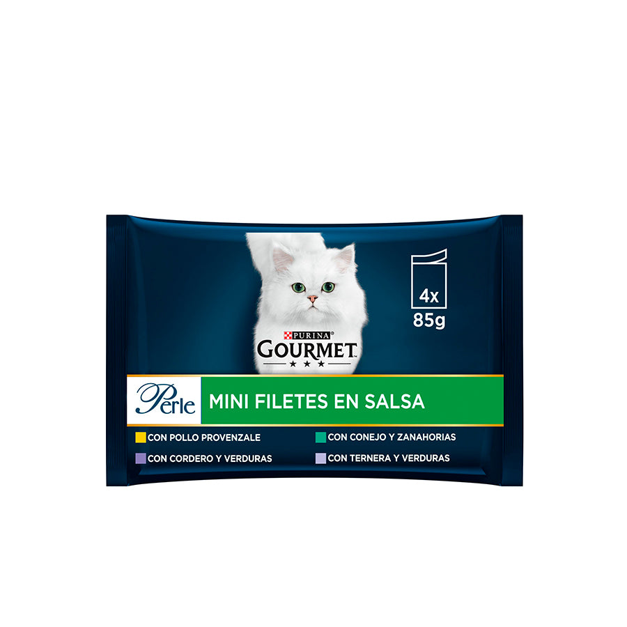 Purina Gourmet Perle Comida Húmida para Gato Carne e Legumes 4 x 85 gr