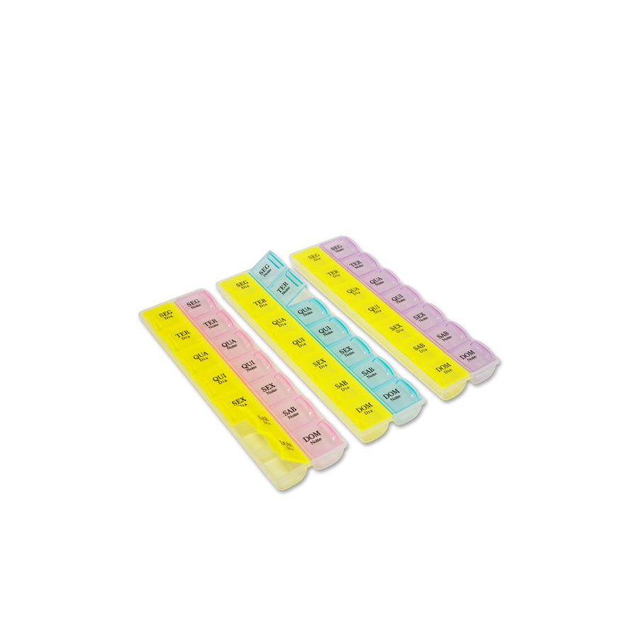 Caixa de Medicamentos 14 Divisórias 21 x 6 cm