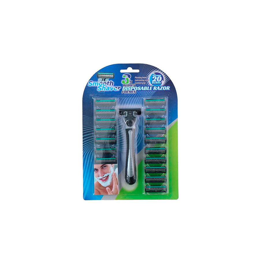 Máquina de Barbear Masculina com 20 Recargas