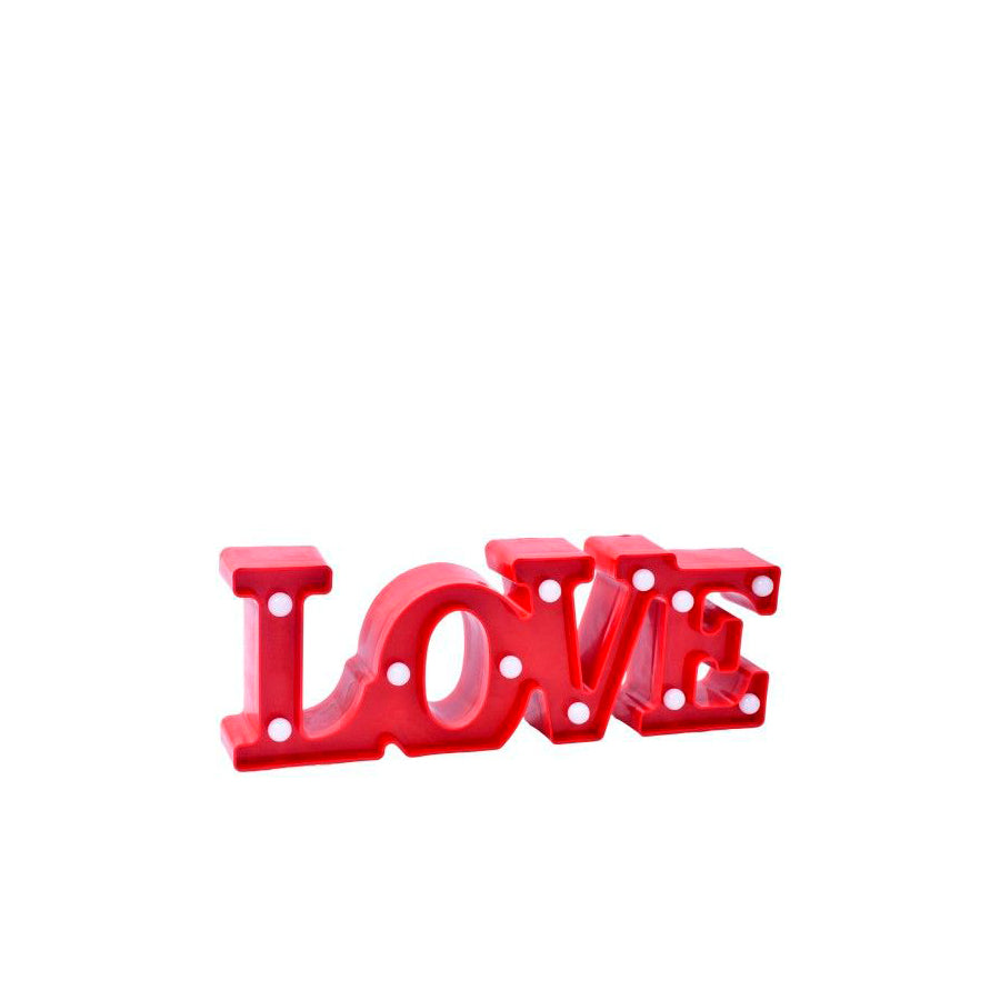 Placa Love com Luz 30 x 10 cm