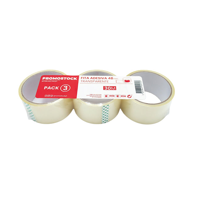 Pack 3 x Fita Adesiva Transparente 48mm 30M