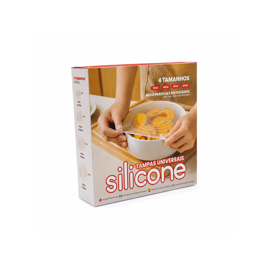 Conjunto de 4 Tampas de Silicone Universais