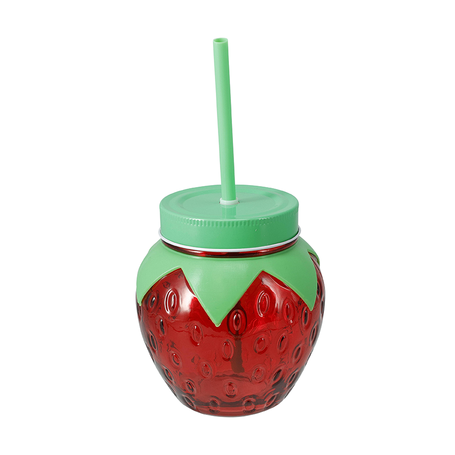 Copo em Formato de Morango com Palhinha 750 ml