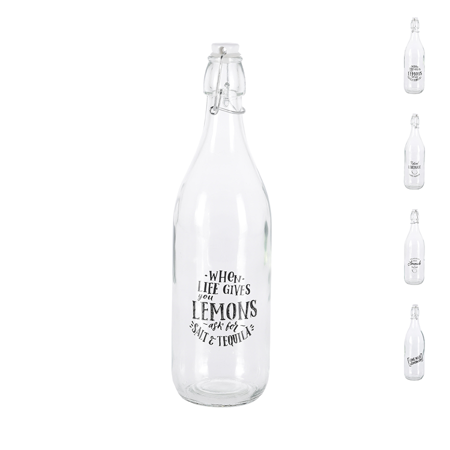 Garrafa de Vidro com Tampa Hermética 1L