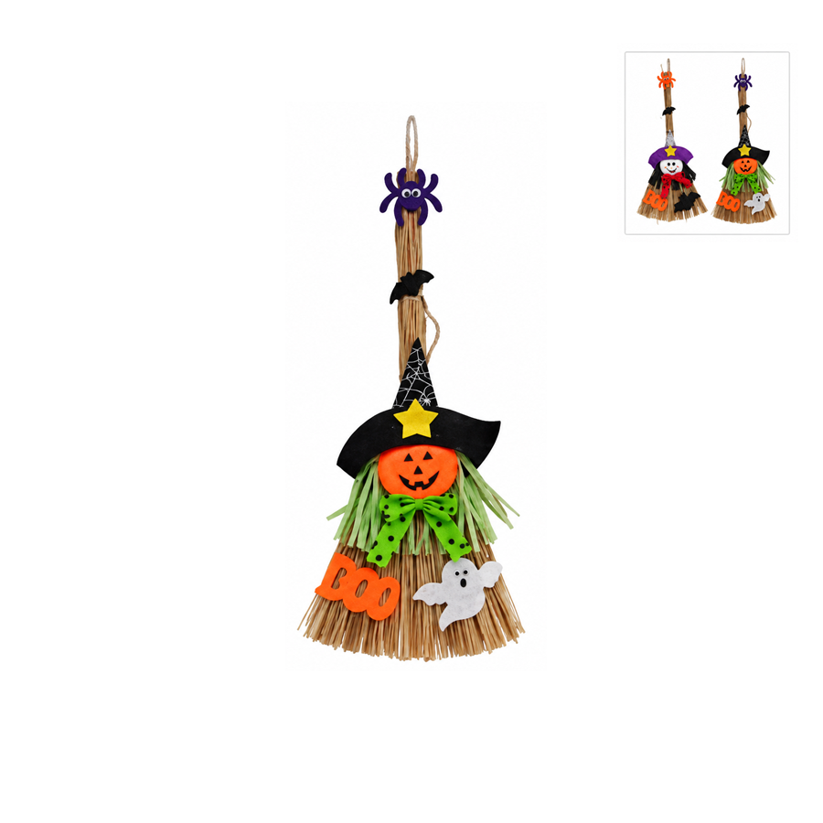 Pendente Vassoura com Motivos Halloween 60 cm
