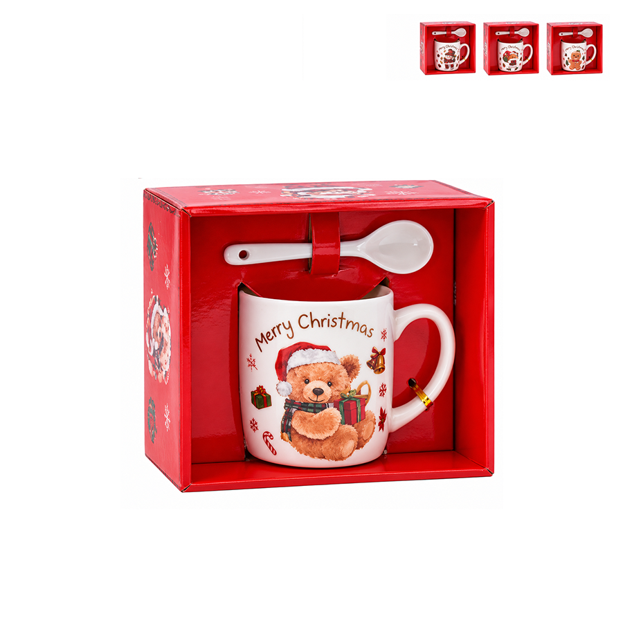 Caneca Natalícia com Colher 9 x 9 cm