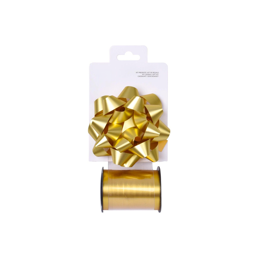 Conjunto de Laços de Natal Dourado 1 cm x 10 m