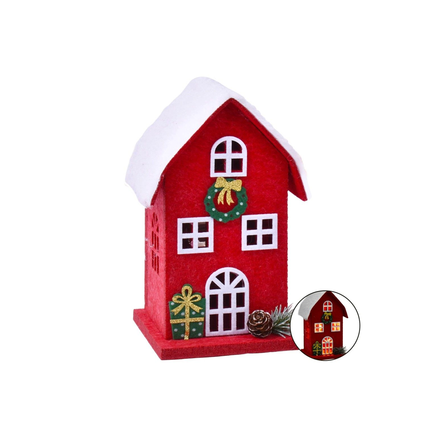 Casa em Feltro com Luz 13 x  19