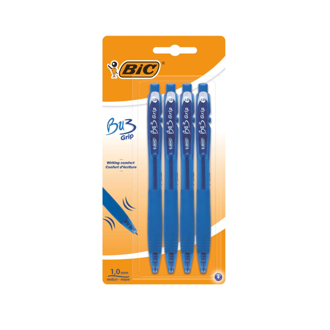 Esferográfica Bic BU3 Grip Azul 4 Unidades